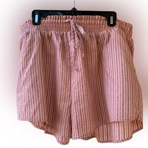 Wild Fable High Waist Salmon Pink Stripped Paperbag Shorts, Elastic Waistband XL